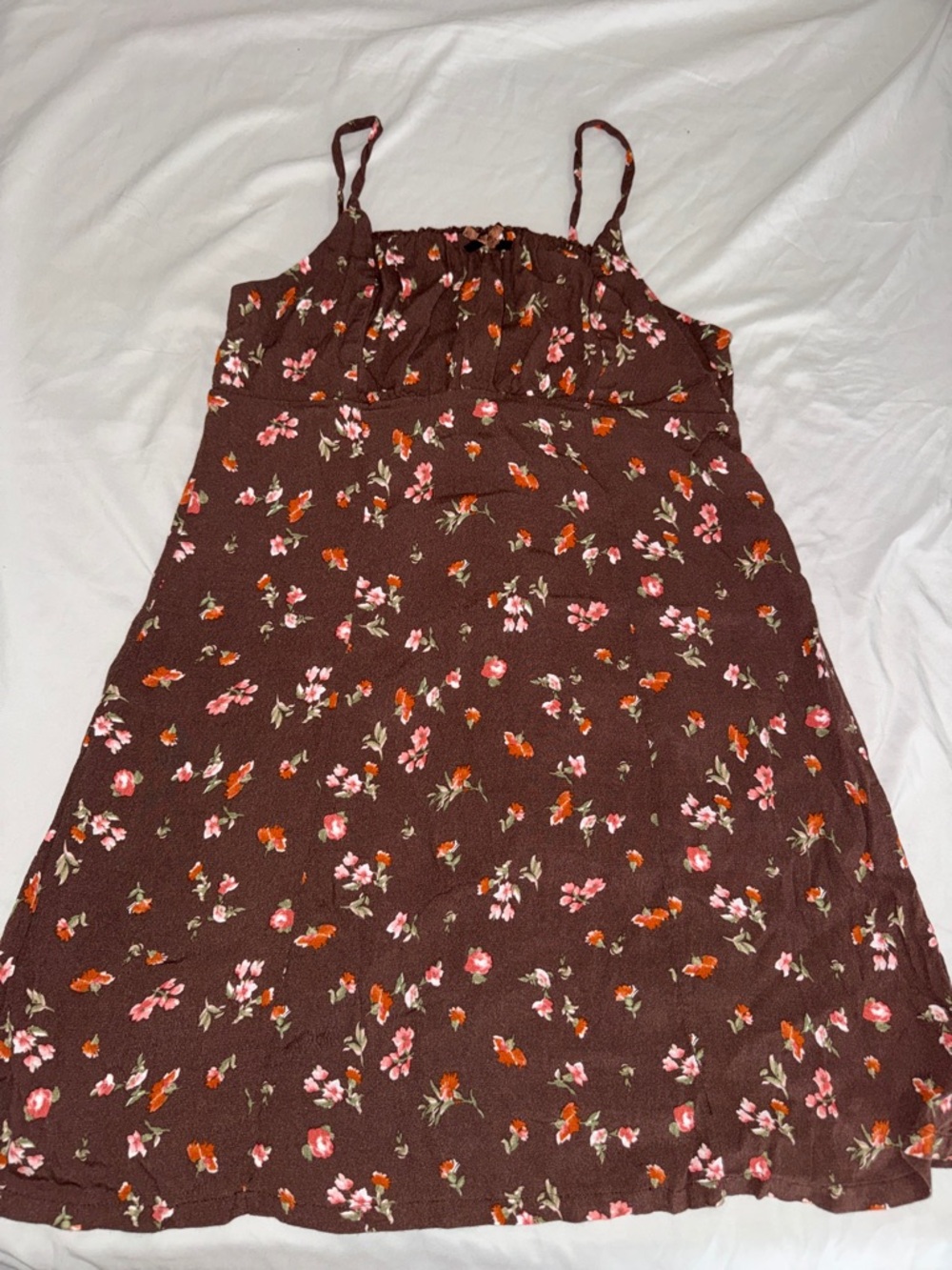 wild fable Brown Floral Spaghetti Mini Dress